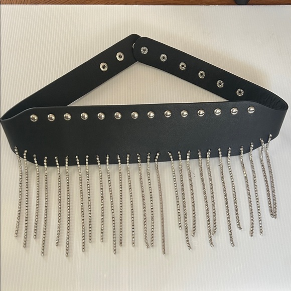 DOLLS KILL Black Studded Fringe Belt - Picture 2 of 8